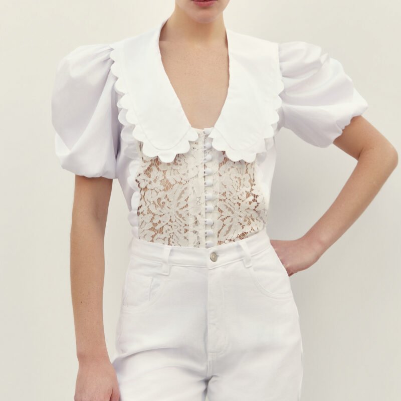 CAMISA CURTA ALGODÃO RENDA